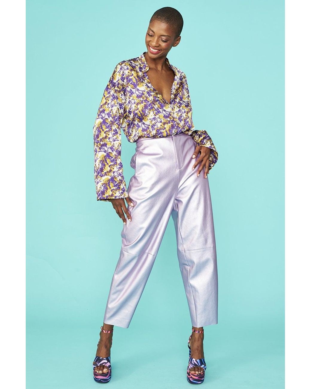 Jayley Blue Tie Dye Silk Blend Blouse