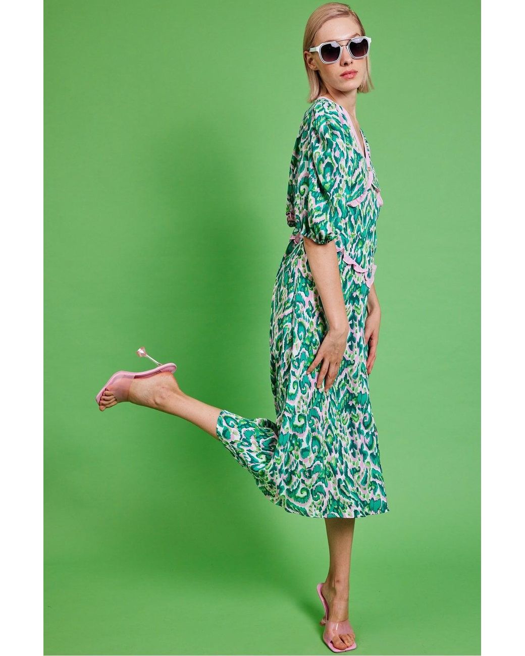 Jayley Green Rayon Oversized Shirt