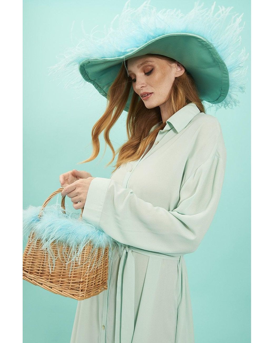 Jayley Green Light Silk Blend Maxi Shirt Dress