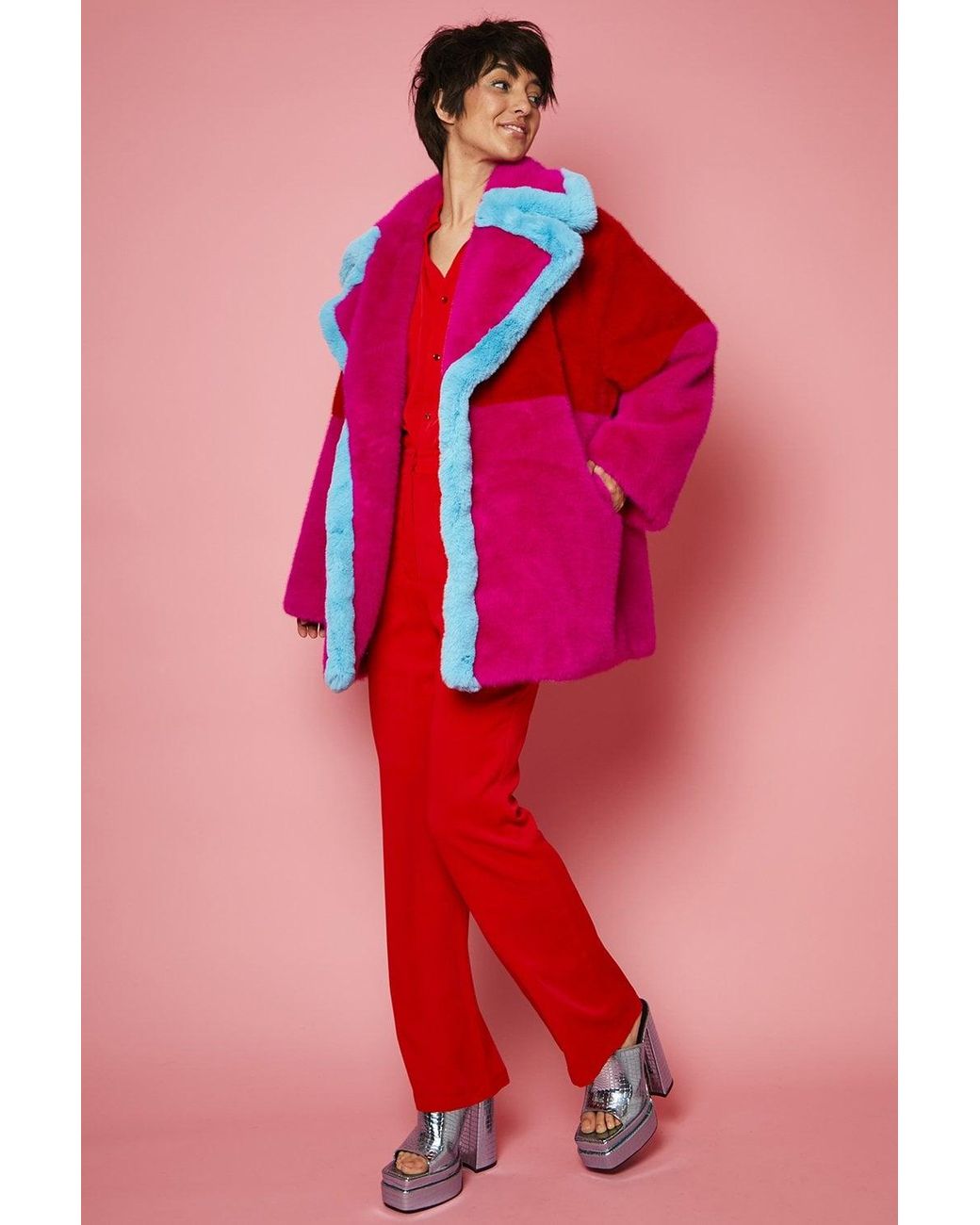 Jayley Pink Gigi Patchwork Coat