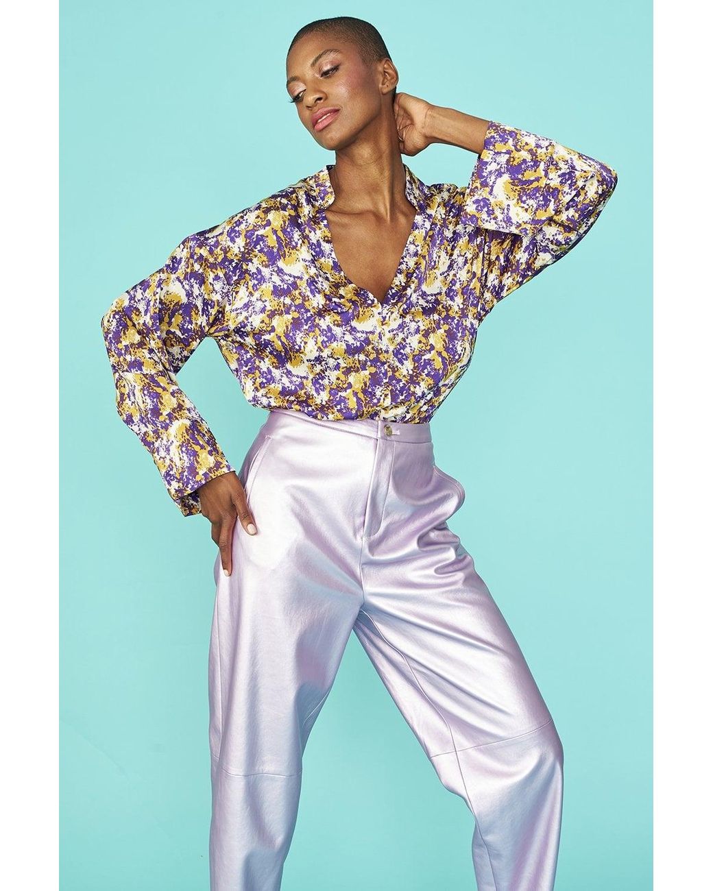 Jayley Blue Tie Dye Silk Blend Blouse