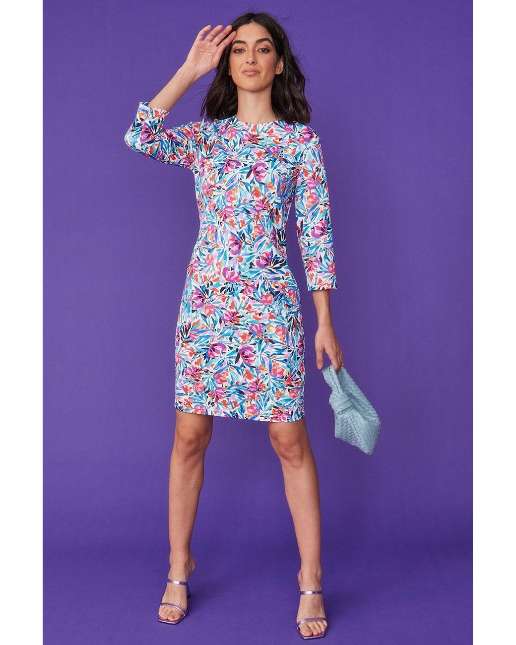 Jayley Purple High Neck Scuba Dress