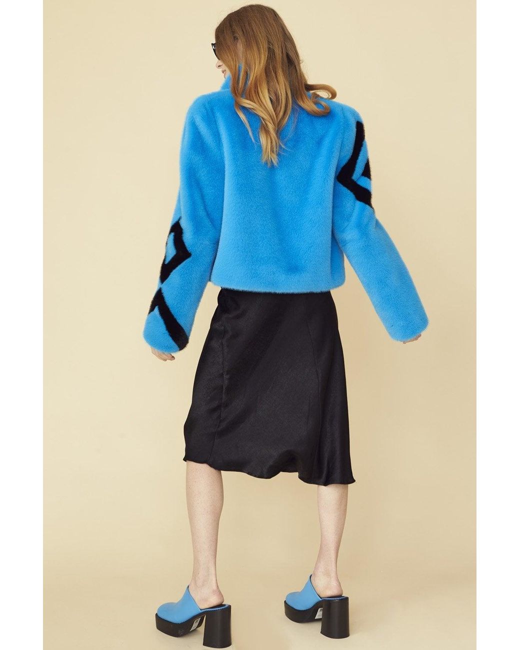 Jayley Blue Faux Fur Cropped Jacket
