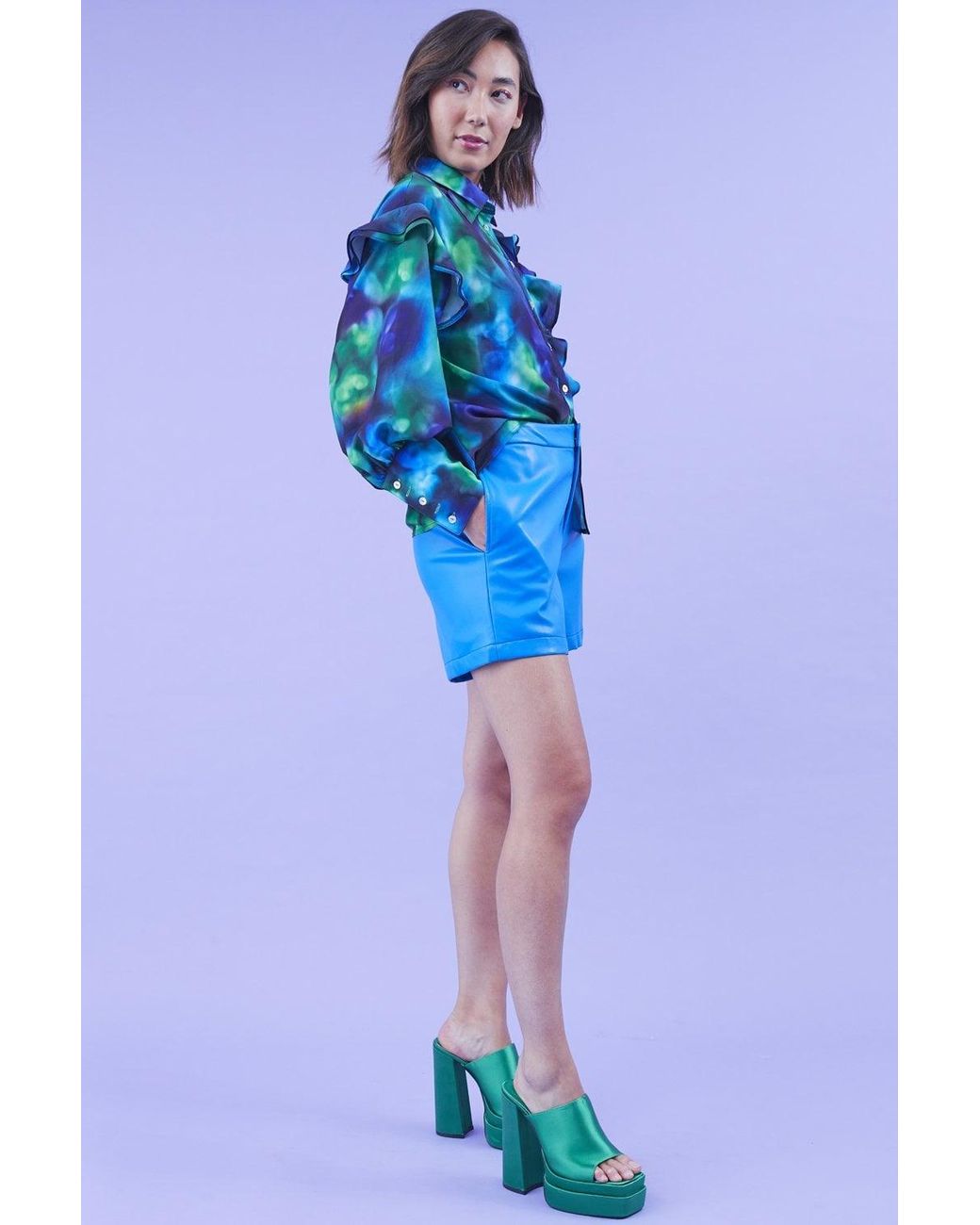 Jayley Blue Rayon Oversized Shirt