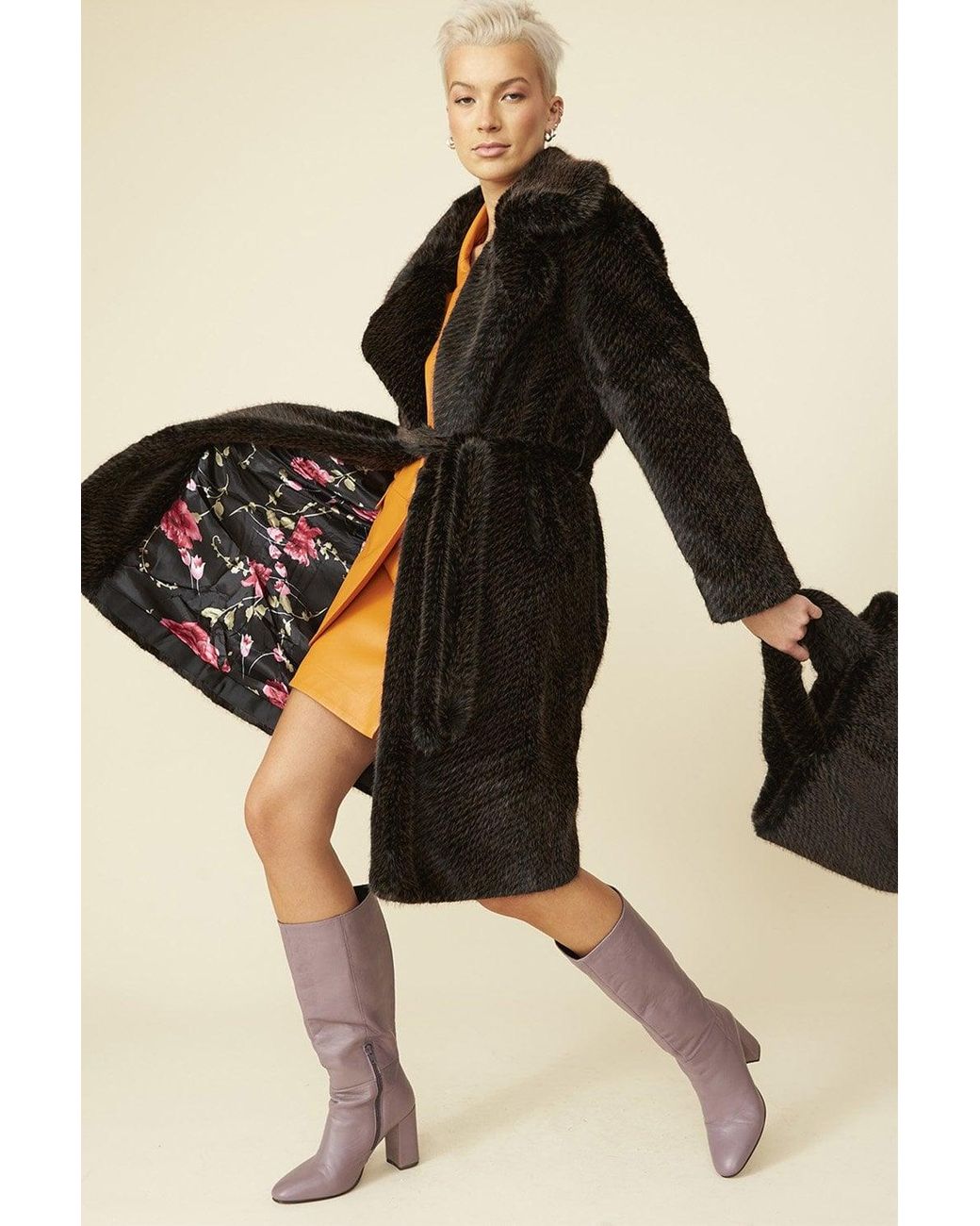 Jayley Black Mocha And Bamboo Midi Coat