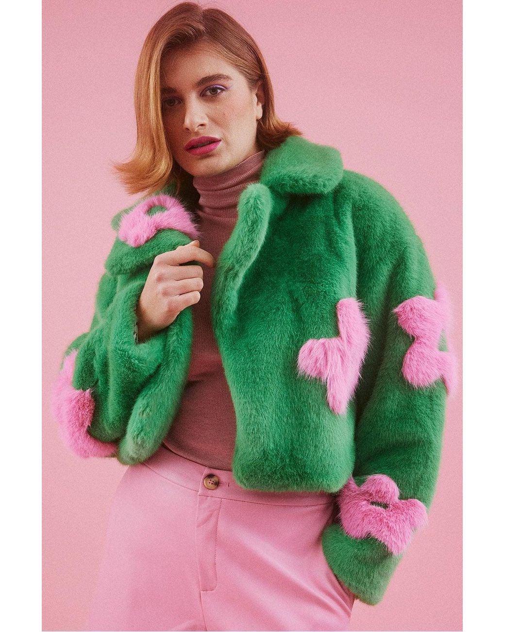 Jayley Pink Handmade Bamboo Cropped Jacket With Flower Design