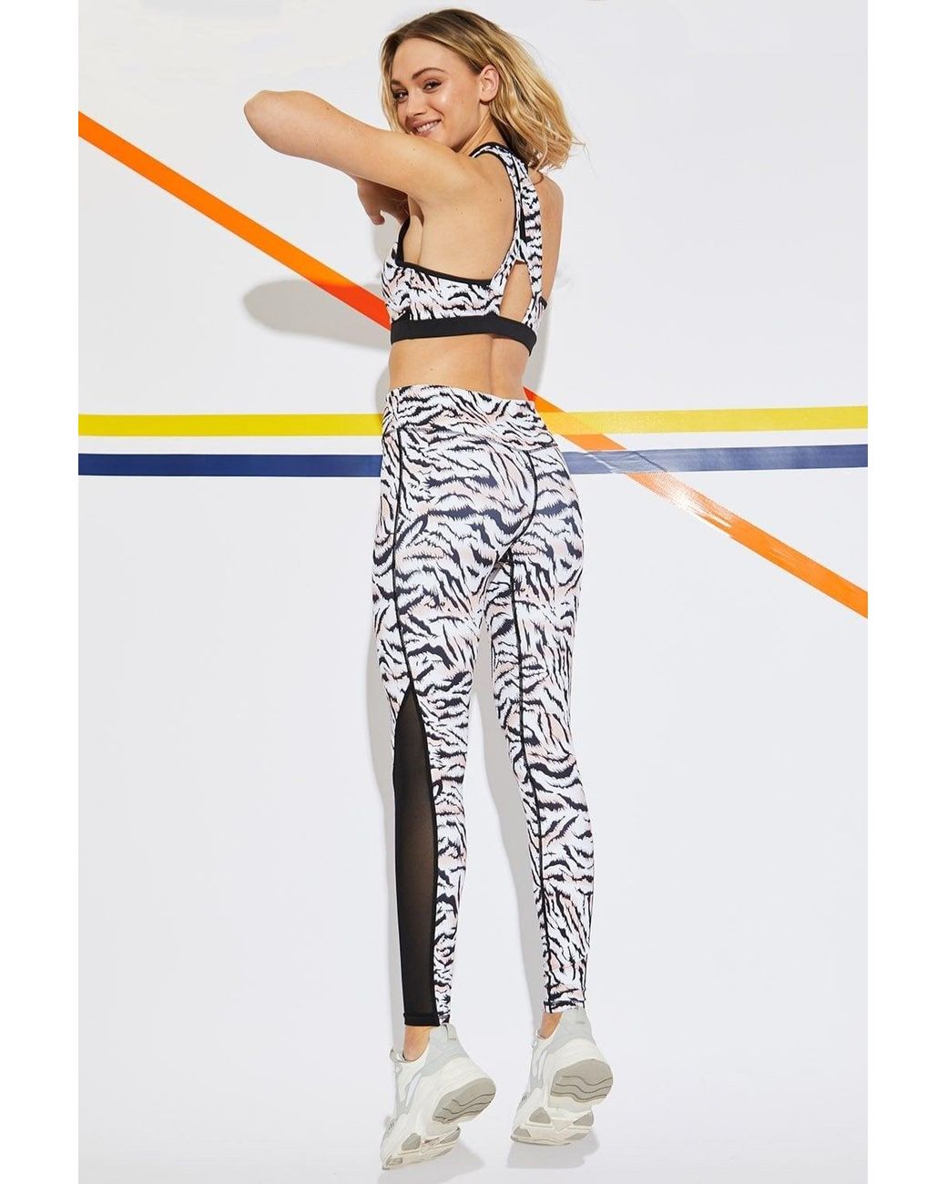 Jayley White Mocha Sophia Animal Print Sport Bra Size: S (Uk 10)