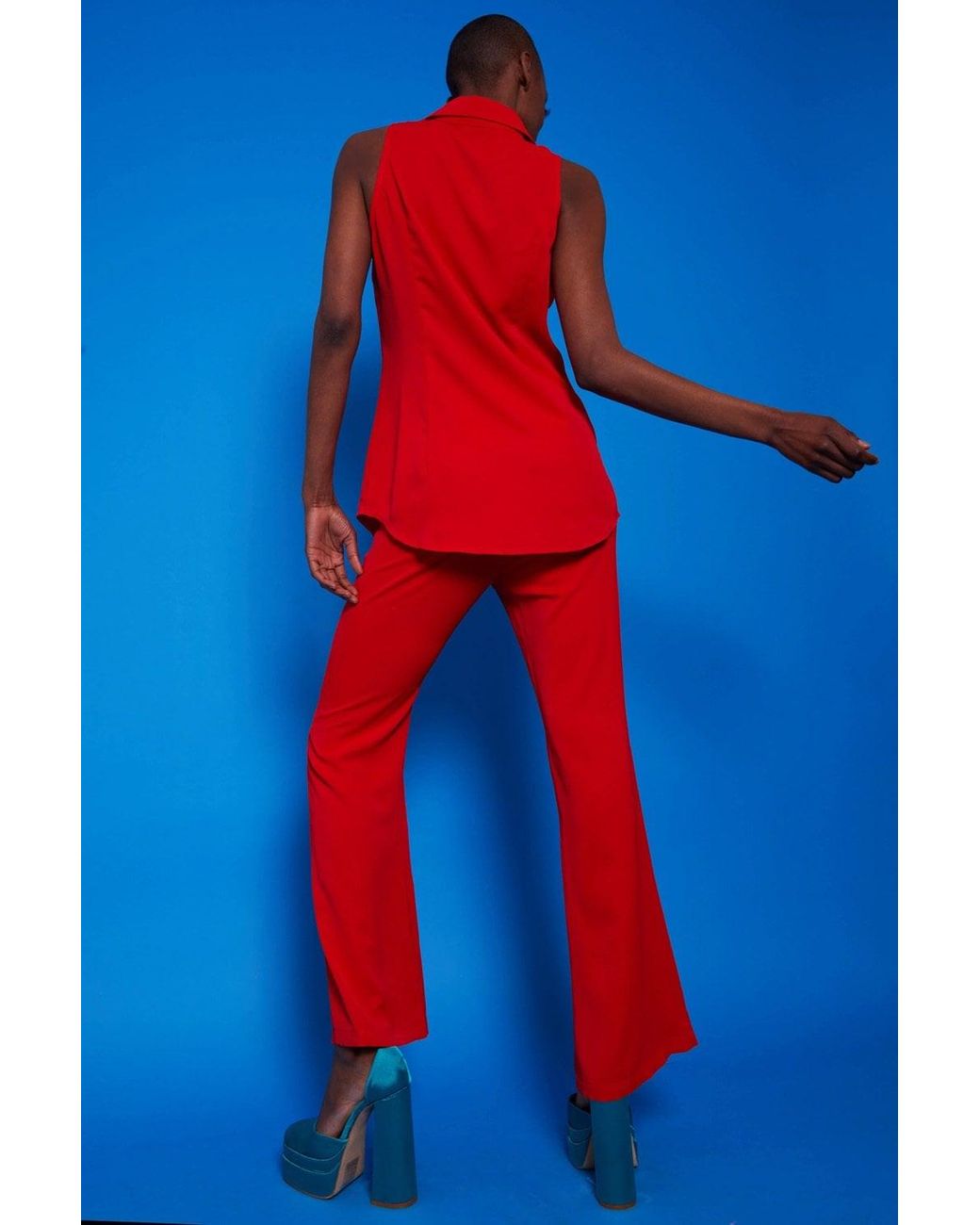 Jayley Blue Silk Blend Sleeveless Blouse