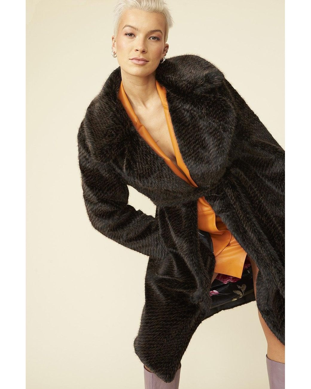 Jayley Black Mocha And Bamboo Midi Coat