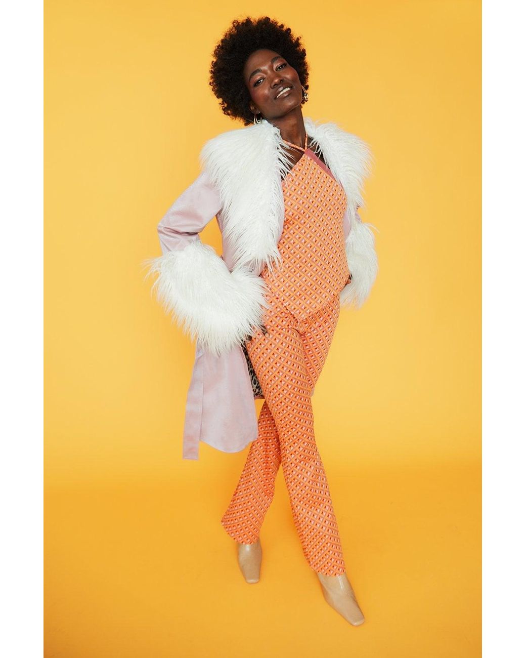 Jayley Blue And Mongolian Fur And Faux Suede Coat
