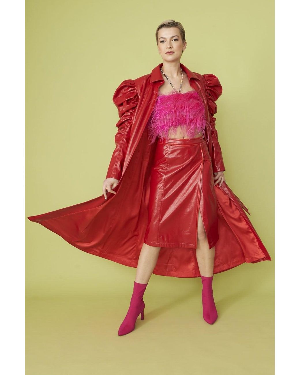 Jayley Pink Eco Leather Skirt