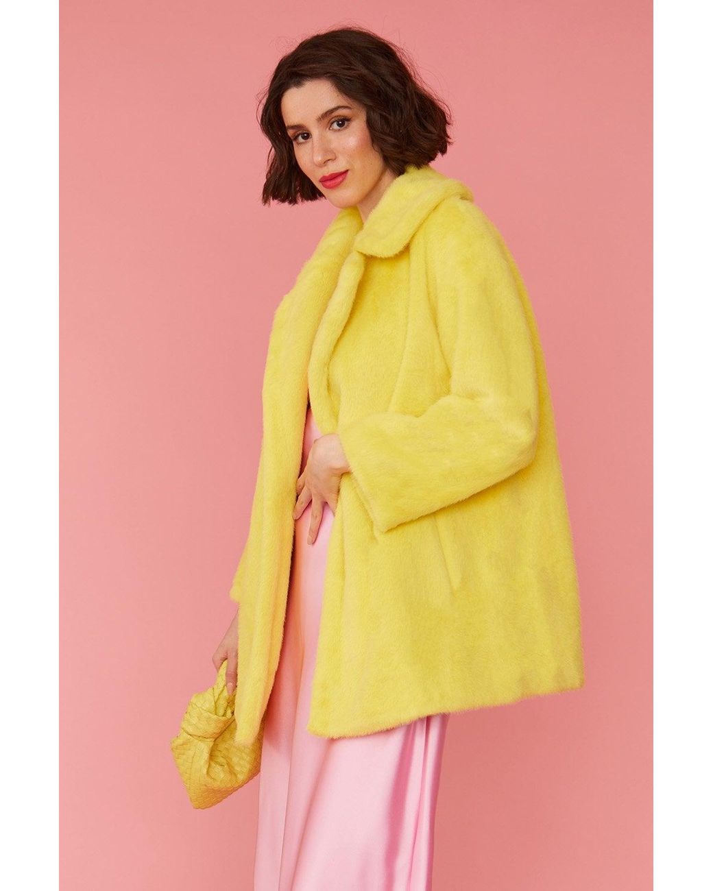 Jayley Pink Faux Fur Short Coat