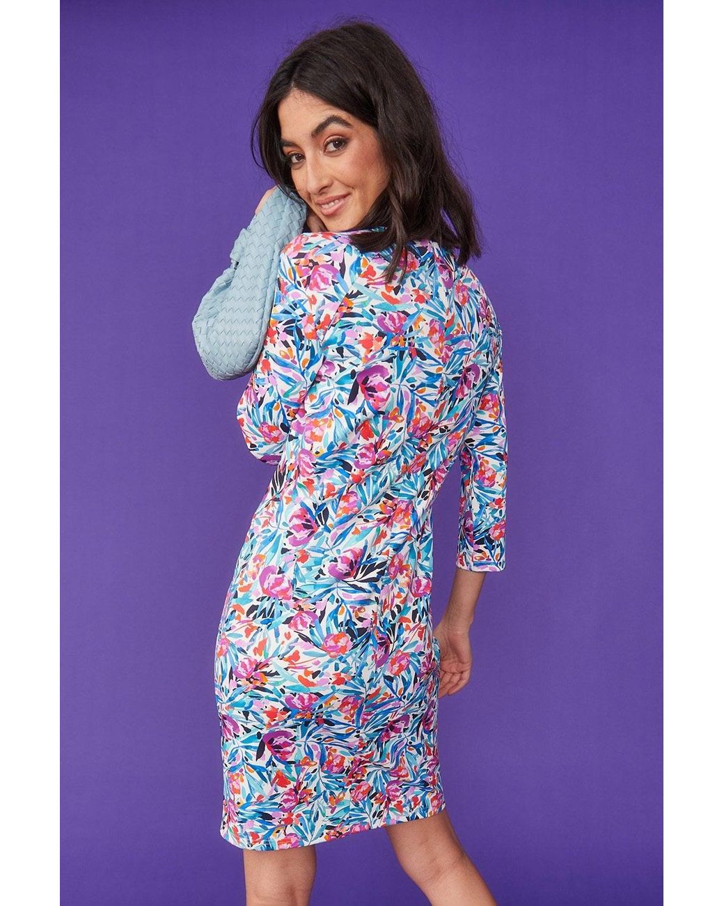 Jayley Purple High Neck Scuba Dress