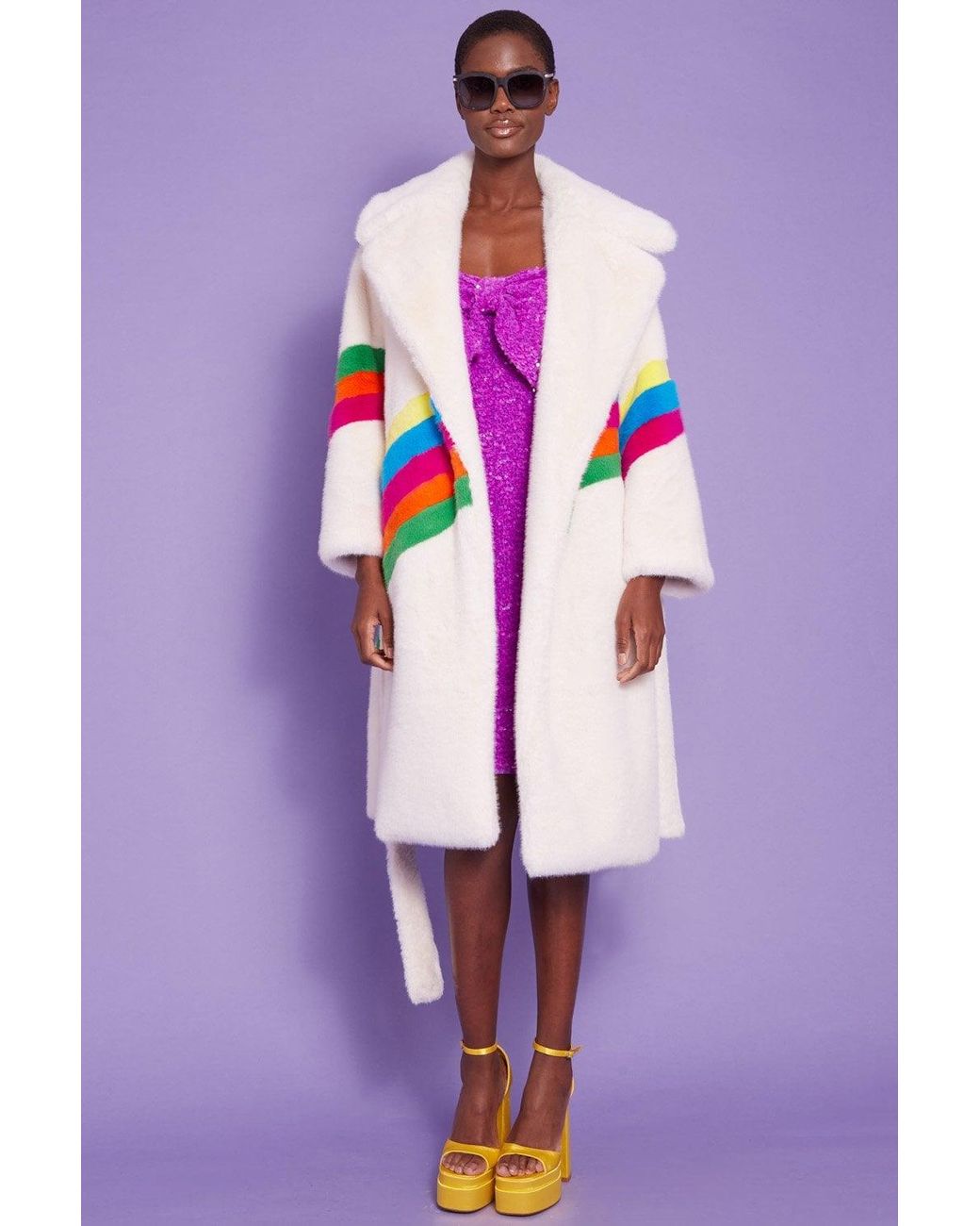 Jayley Purple Handmade Eco Faux Fur Coat