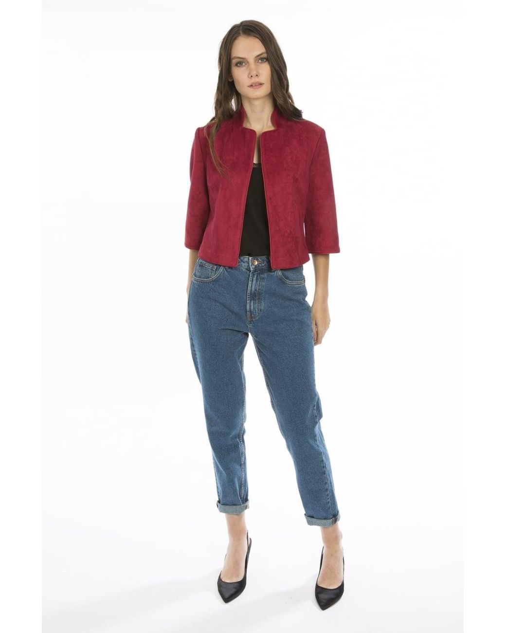 Jayley Red Faux Suede Jacket