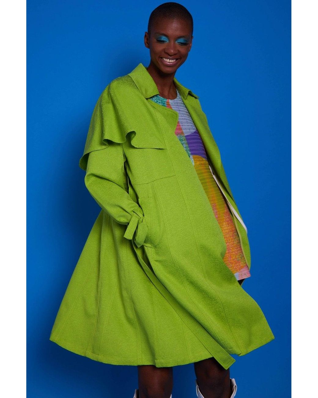 Jayley Blue Midi Trench Coat