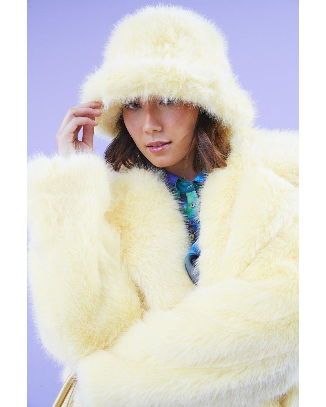 Jayley Blue Faux Fur Midi Coat