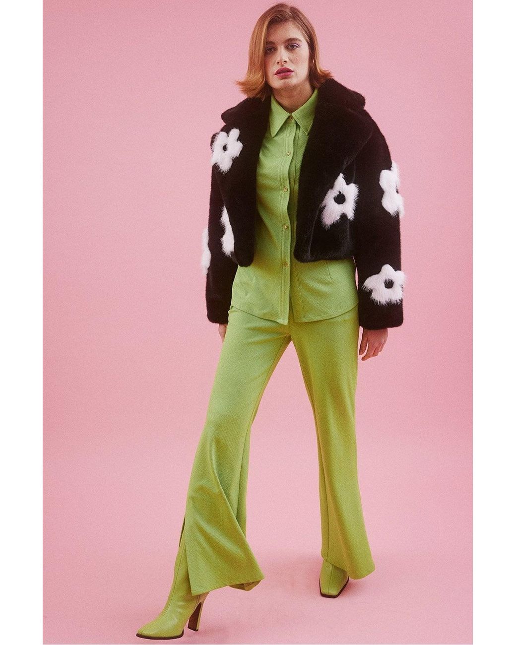 Jayley Pink Handmade Bamboo Cropped Jacket With Flower Design