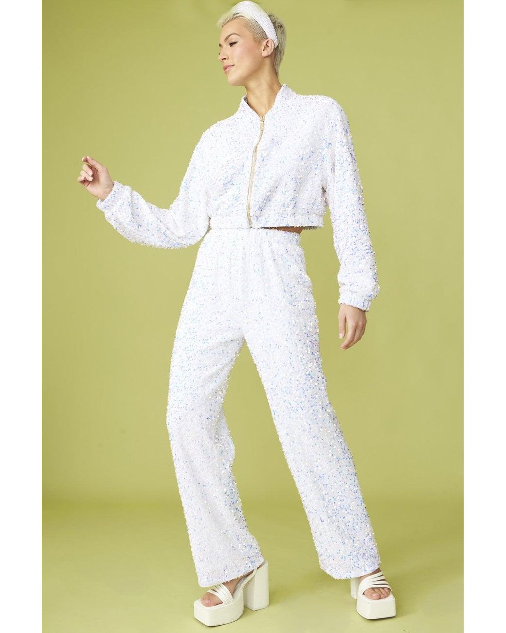 Jayley Green Sequin Bomber Jacket