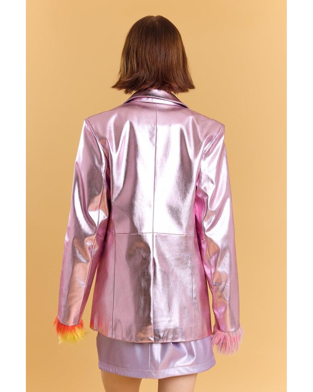 Jayley Blue Faux Leather Kate Blazer
