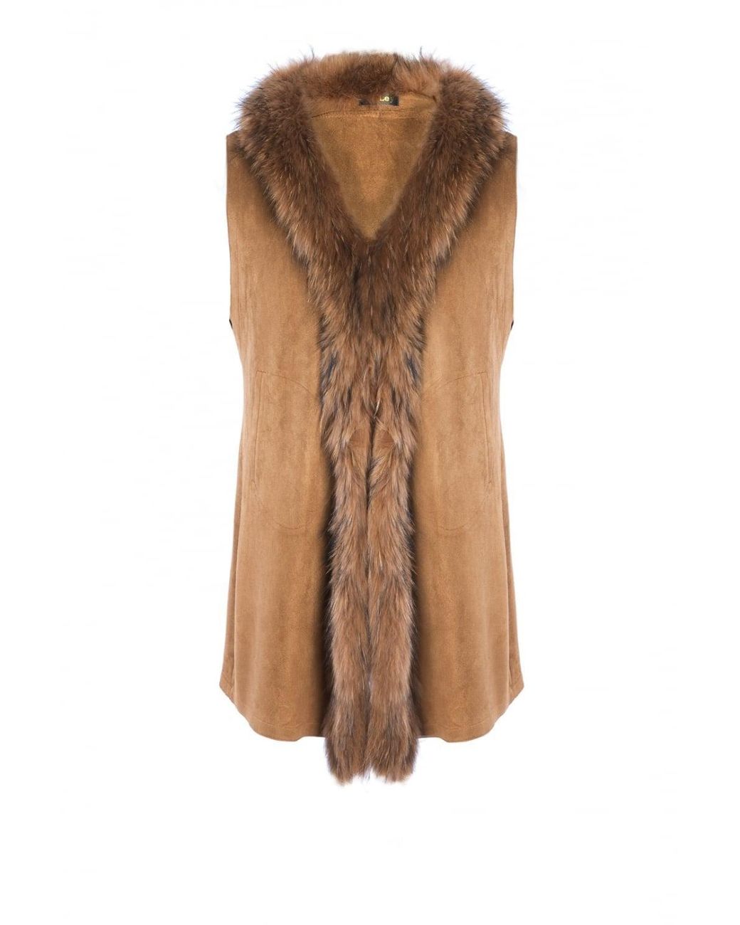 Jayley White Faux Suede And Fox Fur Gilet Size: M (Uk 12)