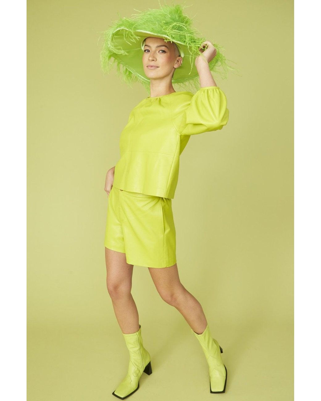 Jayley Yellow Lime Eco Leather Swing Top