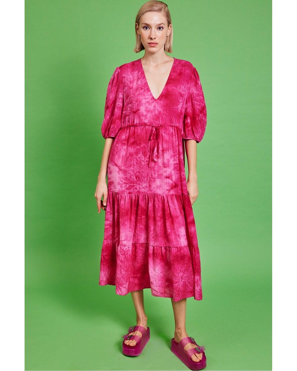 Jayley Green Love Herb Ruffle Maxi Dress