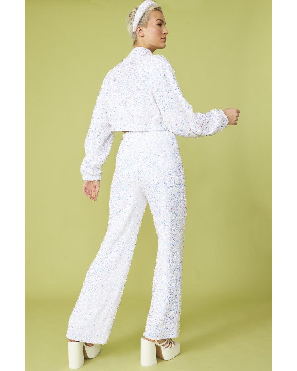 Jayley Green Sequin Bomber Jacket