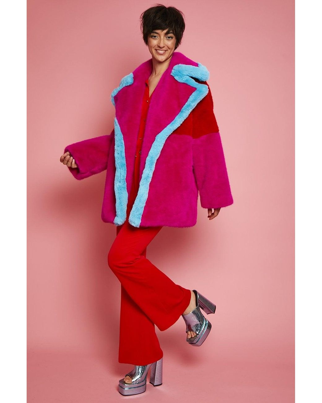 Jayley Pink Gigi Patchwork Coat