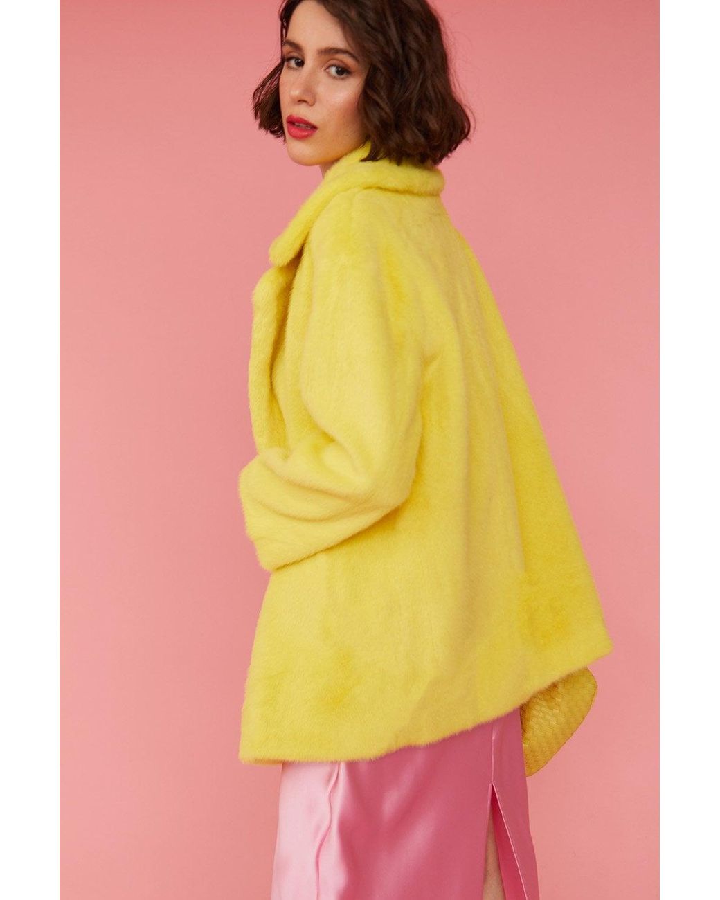 Jayley Pink Faux Fur Short Coat