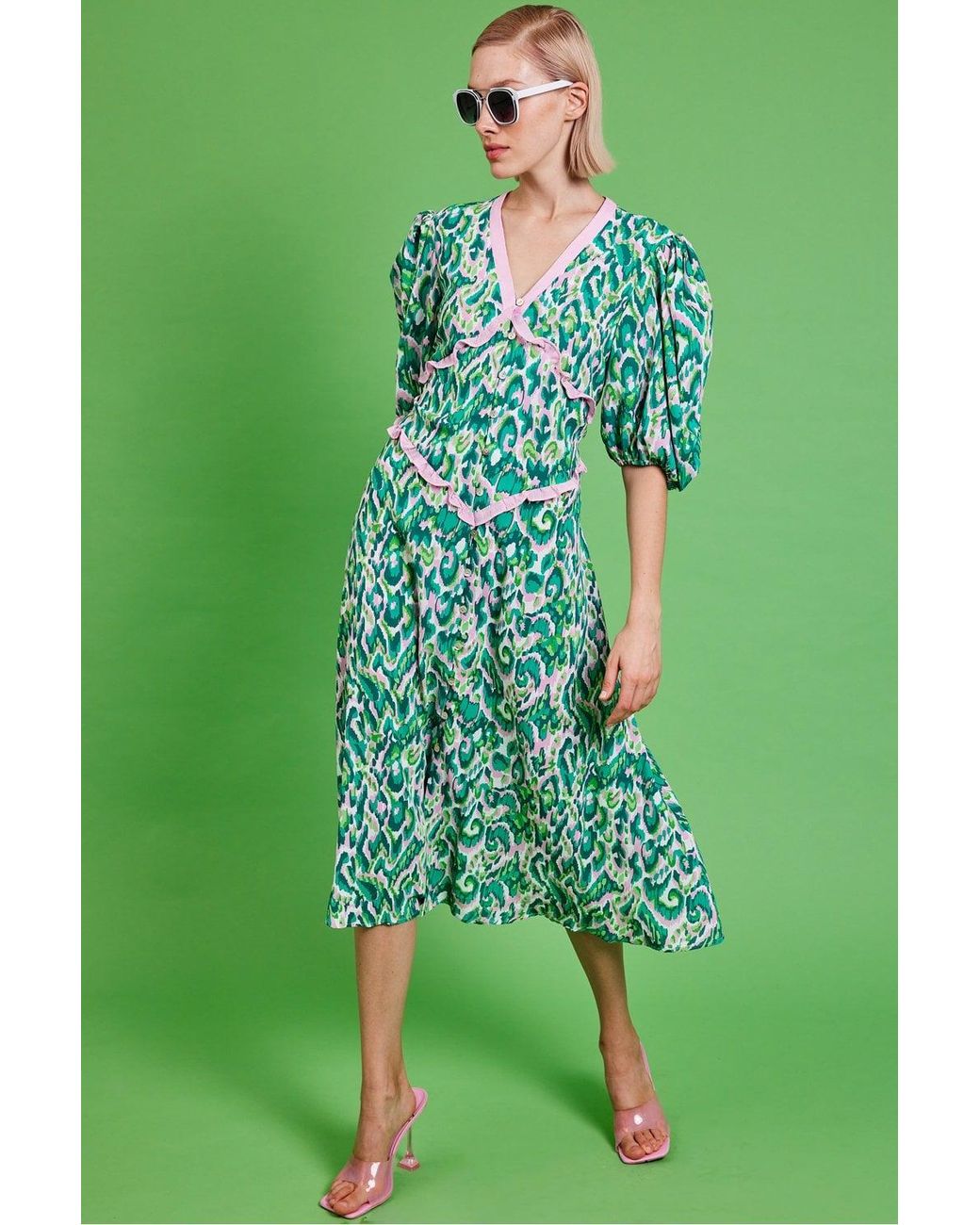 Jayley Green Rayon Oversized Shirt