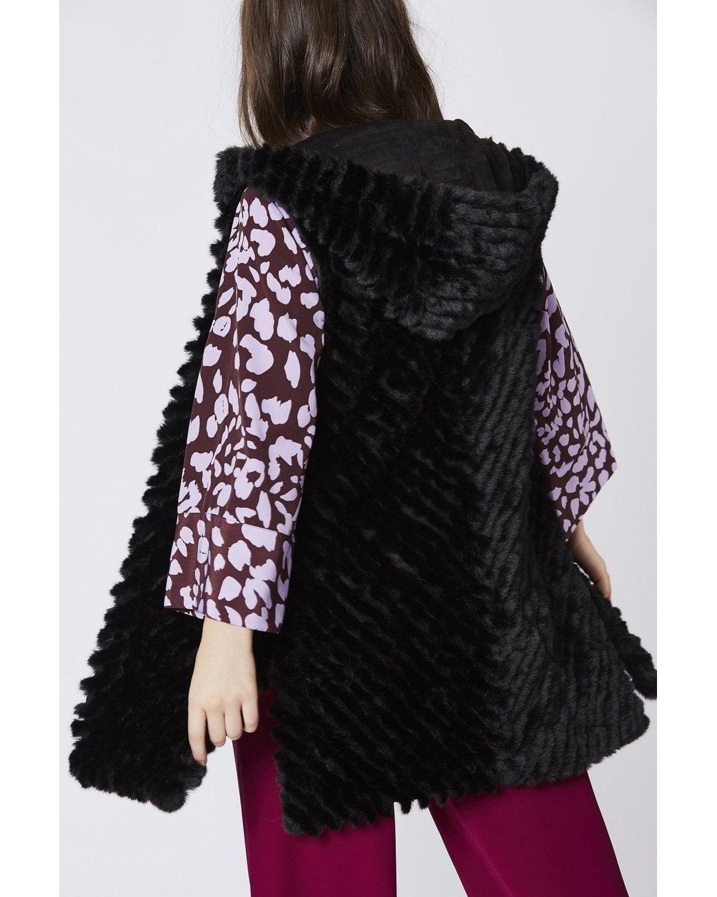 Jayley Black Faux Fur Hooded Vest