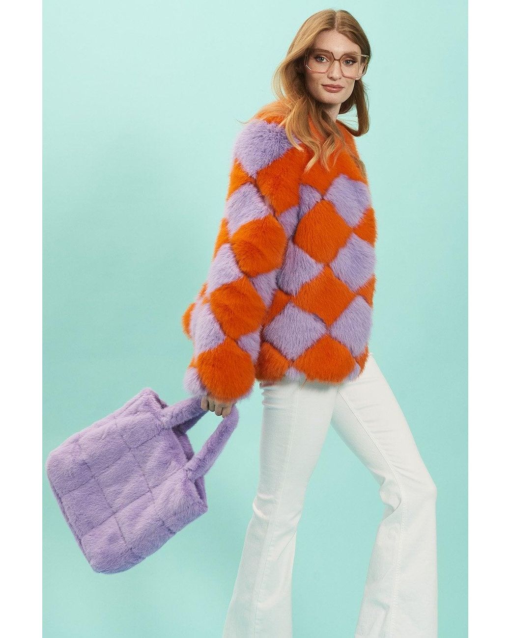 Jayley Blue And Delilah Diamond Faux Fur Jacket