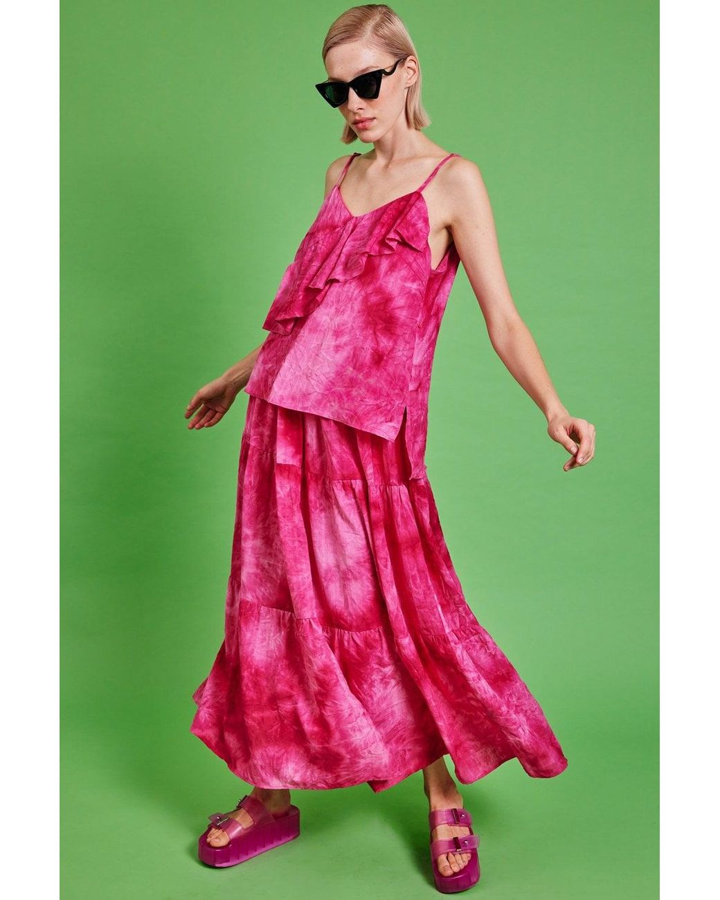 Jayley Green Love Herb Ruffle Cami Top