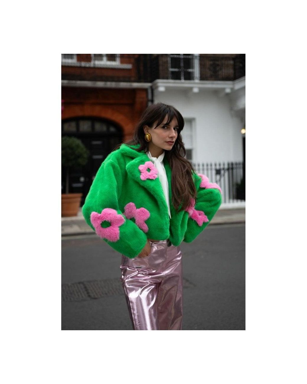Jayley Pink Handmade Bamboo Cropped Jacket With Flower Design