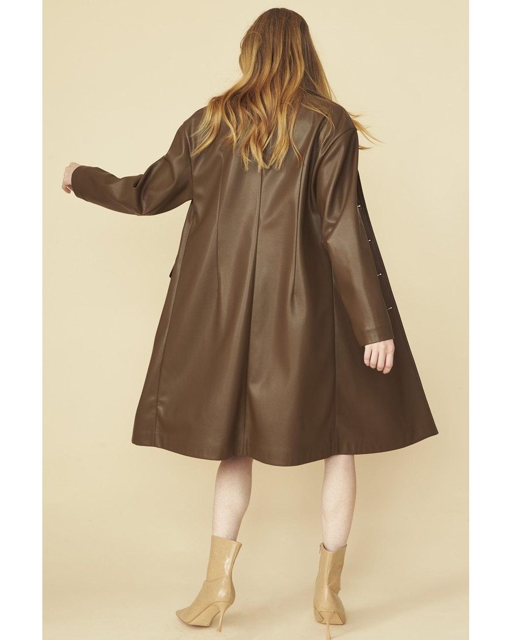 Jayley Yellow Chocolate Eco Leather Trench Coat