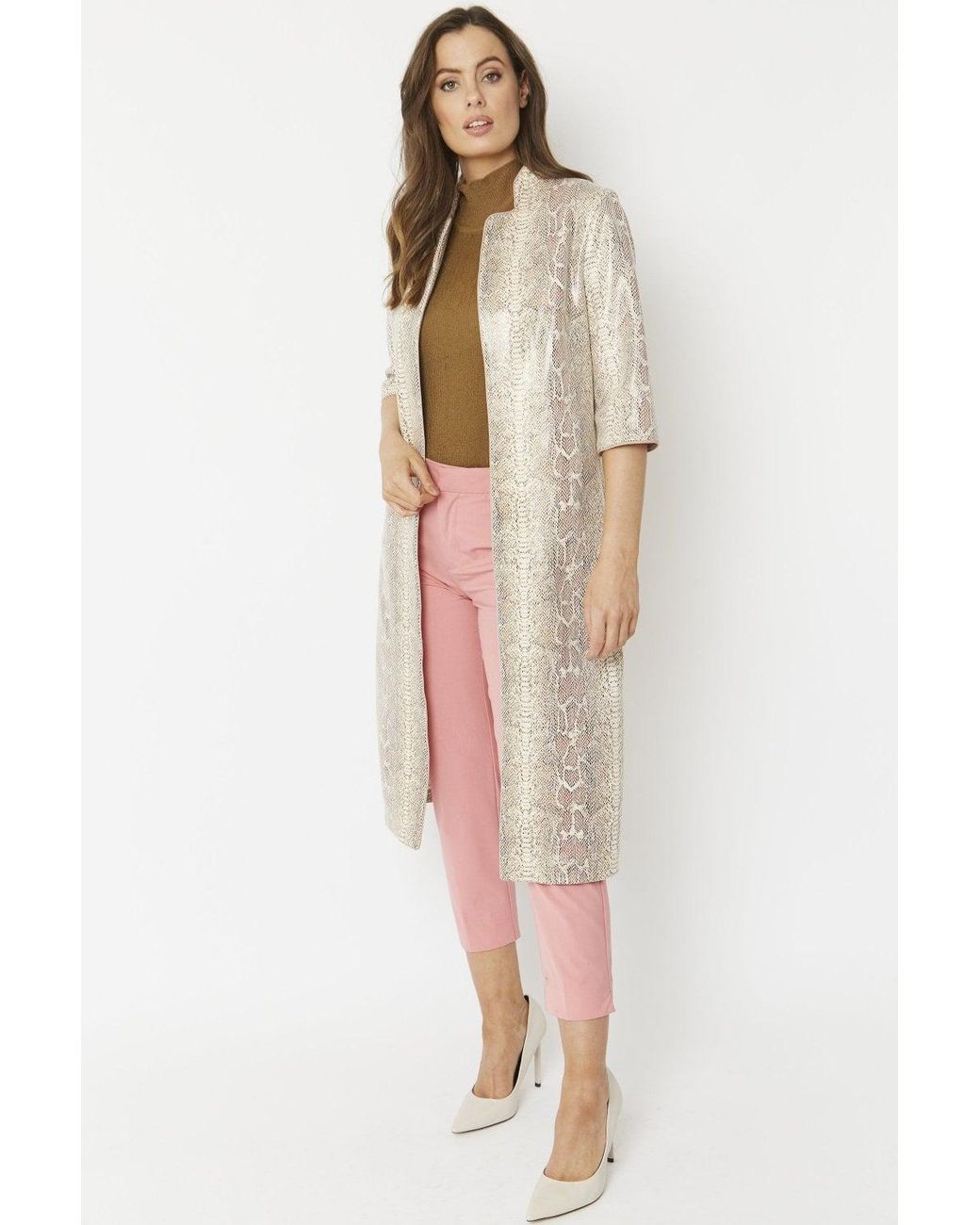 Jayley Natural Snake Print Faux Suede Jacket