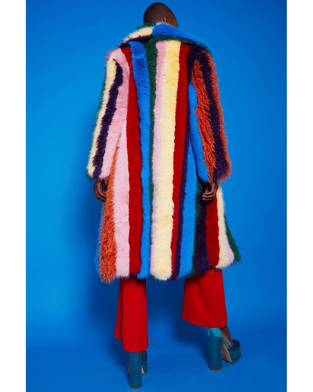Jayley Blue Faux Fur Hand Crafted Eco Bamboo Maxi Coat