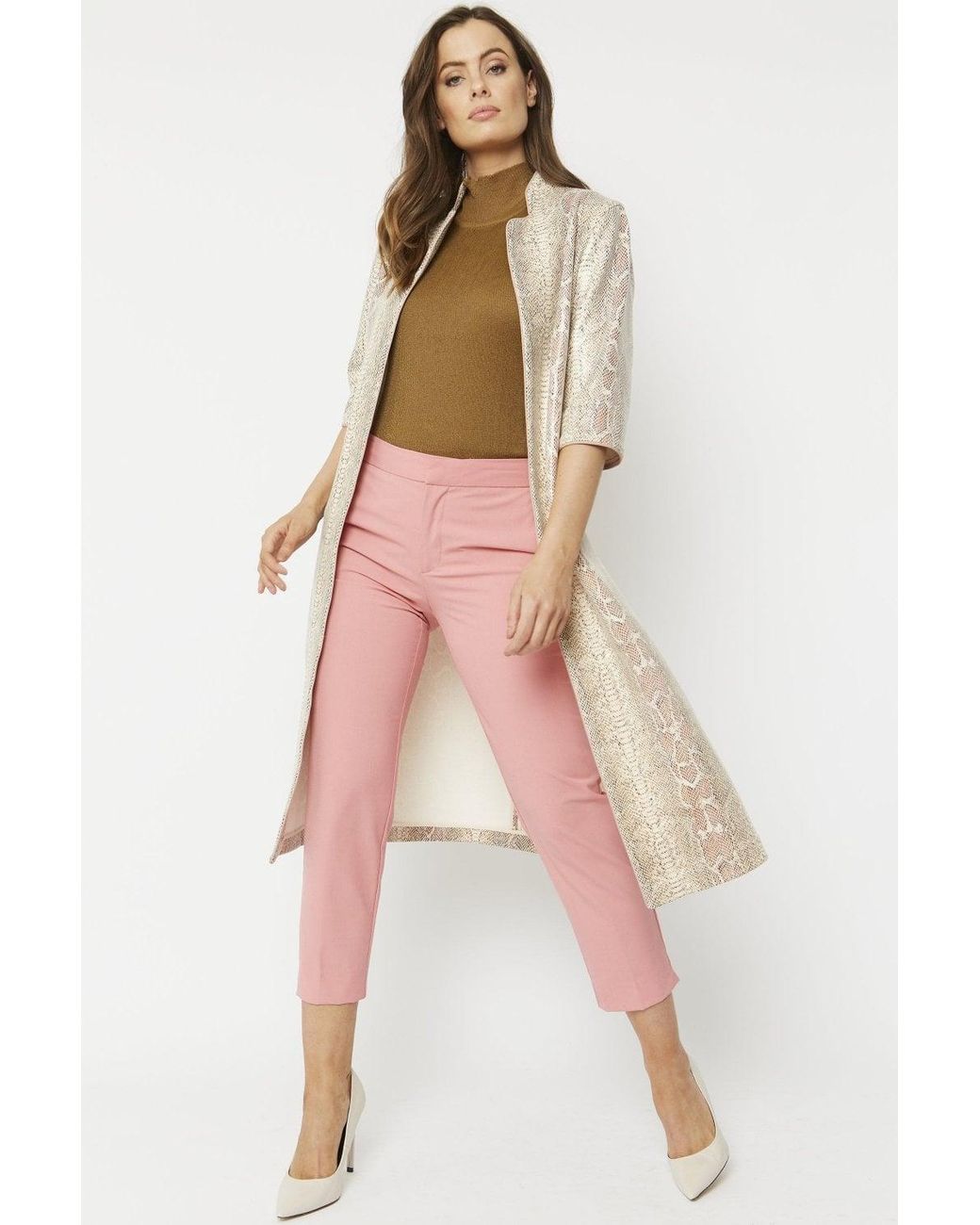 Jayley Natural Snake Print Faux Suede Jacket