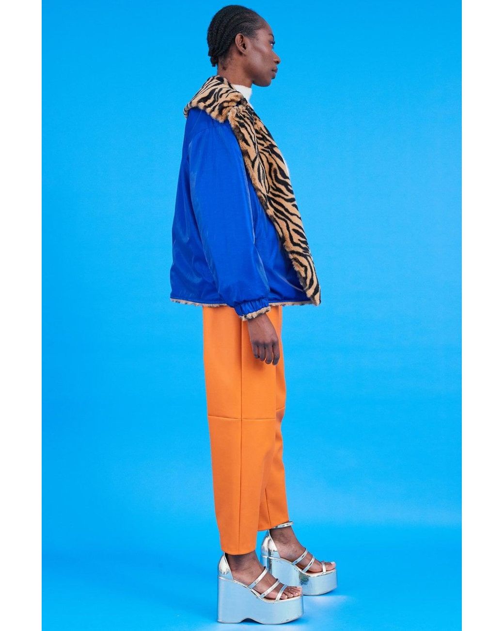 Jayley Blue Reversible Animal Print Jacket