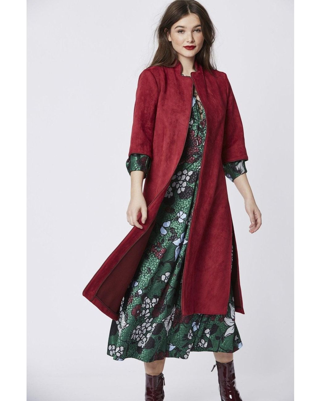Jayley Green Faux Suede Coat