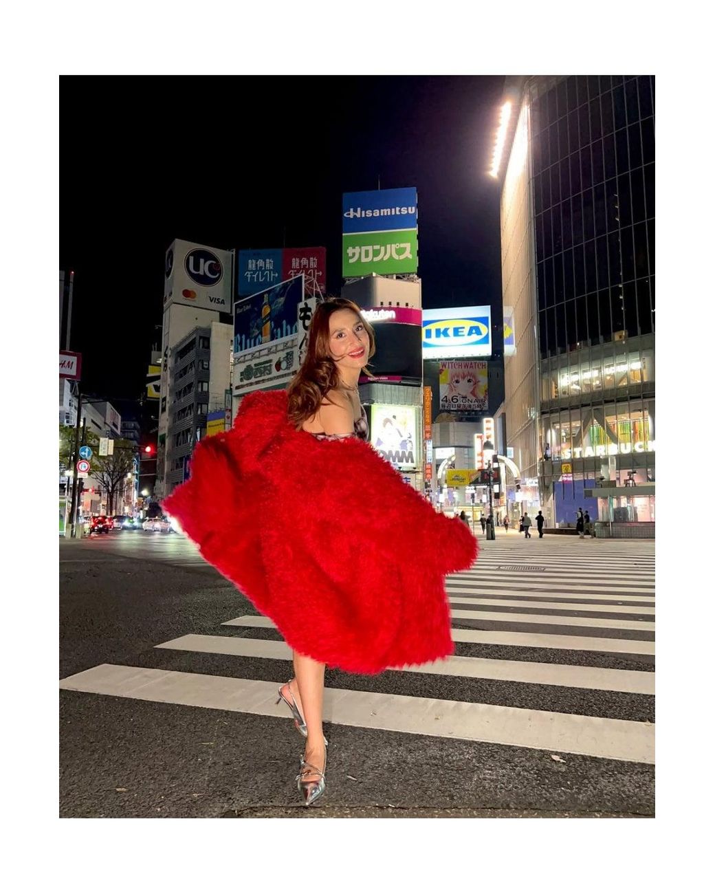 Jayley Red Bamboo Blend Faux Fur Shearling Coat