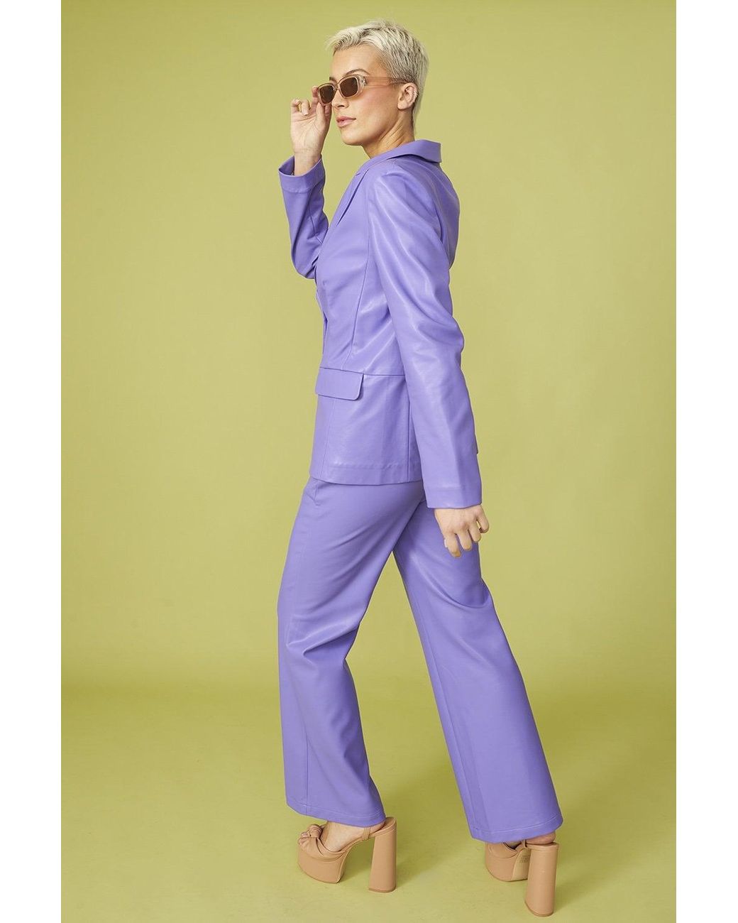 Jayley Purple Faux Leather Kate Blazer