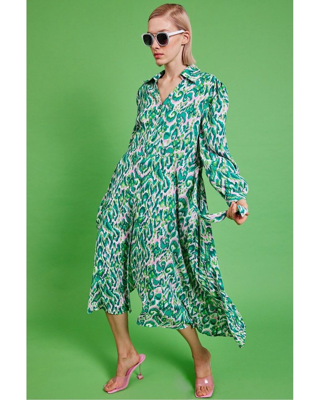 Jayley Green Rayon Oversized Shirt