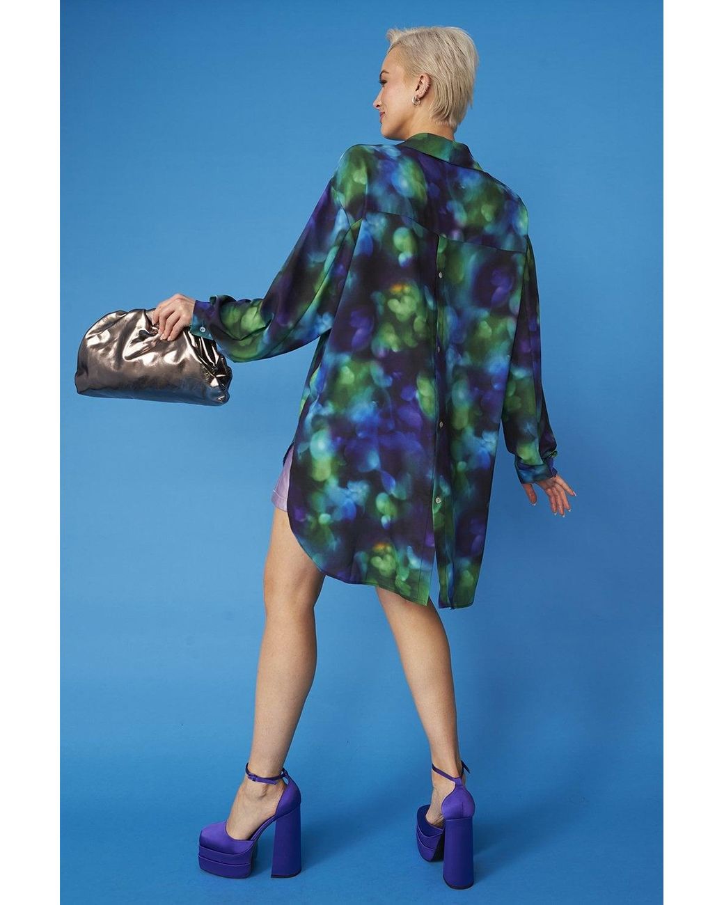 Jayley Blue Rayon Oversized Shirt