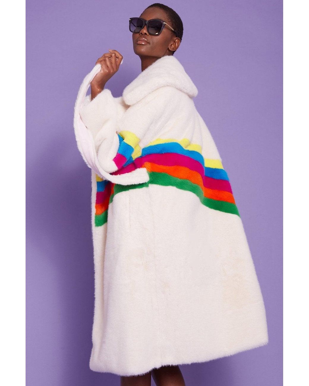 Jayley Purple Handmade Eco Faux Fur Coat