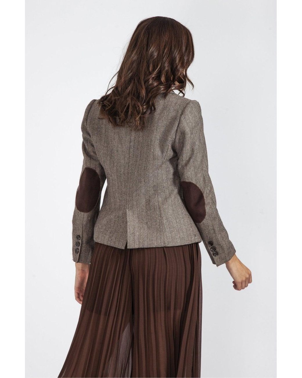 Jayley Brown Tweed Blazer Jacket Size: M (Uk 12)