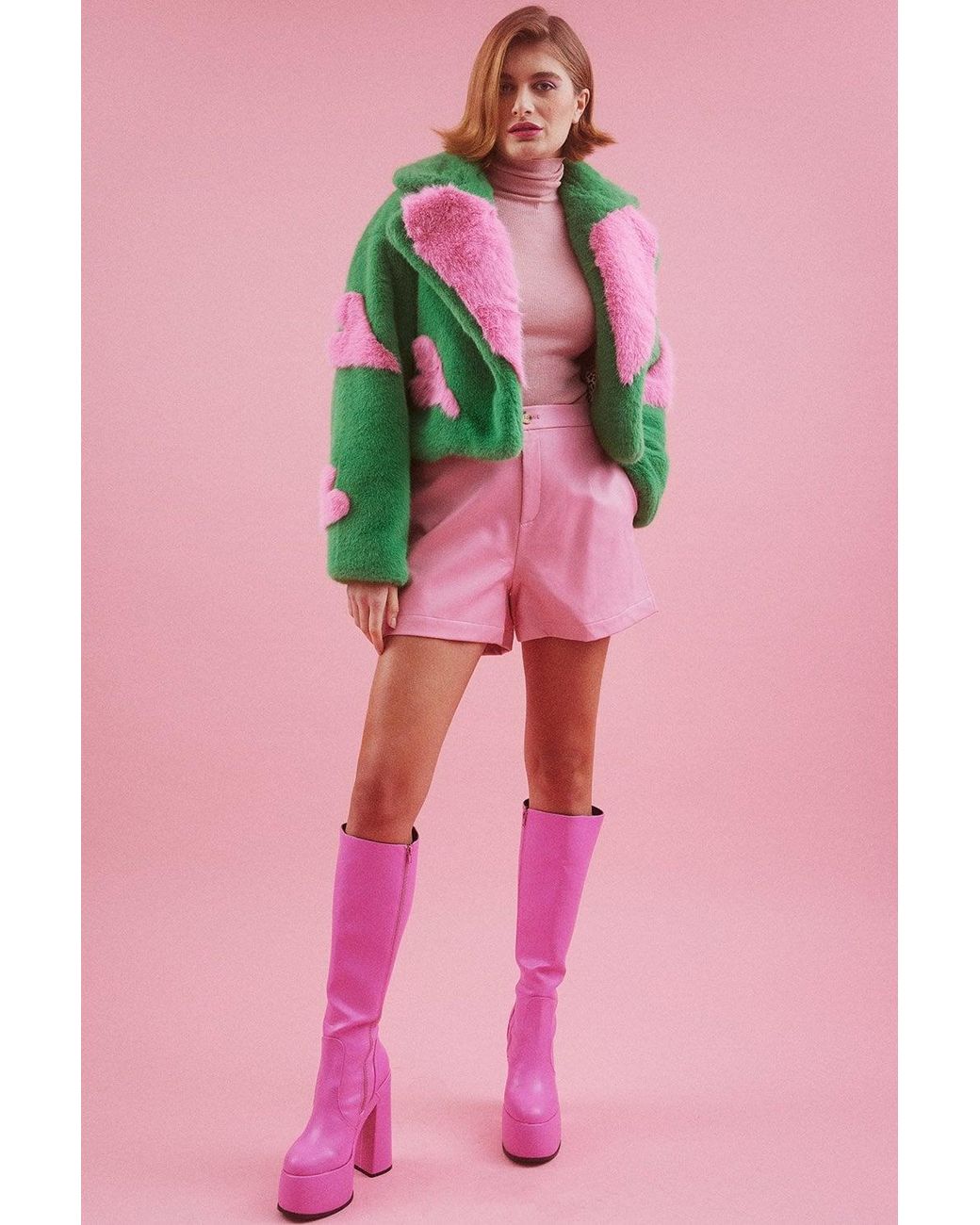 Jayley Pink Handmade Love Heart Bamboo Fur Jacket