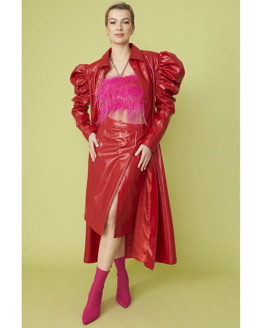 Jayley Pink Eco Leather Skirt
