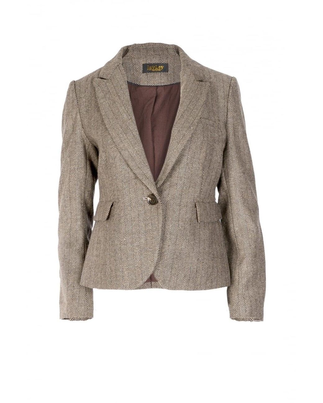 Jayley Brown Tweed Blazer Jacket Size: M (Uk 12)